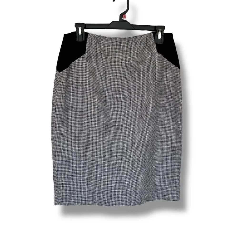 Calvin Klein Linen Blend Pencil Skirt Gray Black Size 2